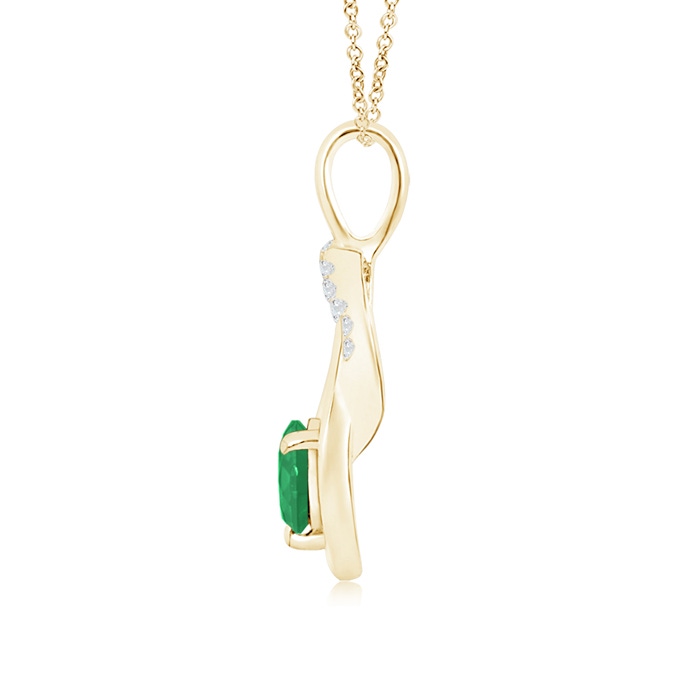 5mm A Emerald Infinity Knot Pendant with Diamonds in Yellow Gold product image