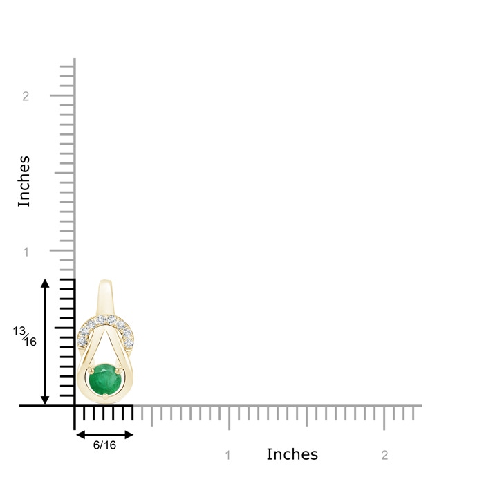 5mm A Emerald Infinity Knot Pendant with Diamonds in Yellow Gold product image