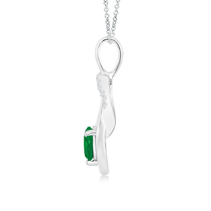 5mm AA Emerald Infinity Knot Pendant with Diamonds in P950 Platinum product image