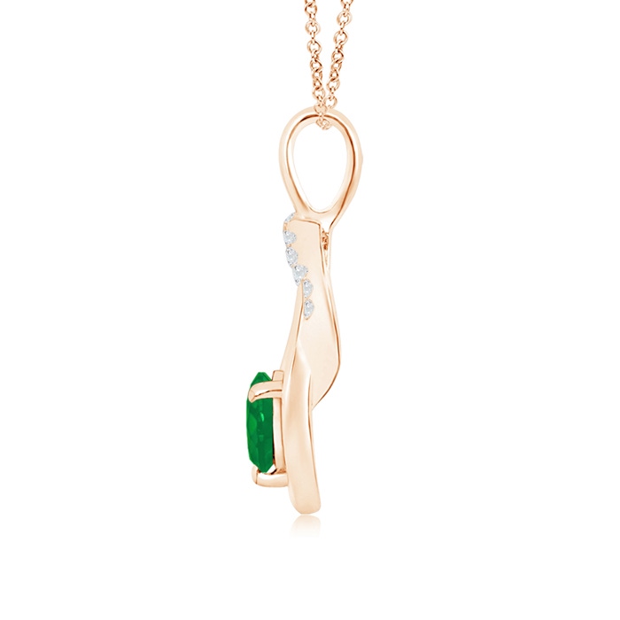 5mm AA Emerald Infinity Knot Pendant with Diamonds in Rose Gold product image