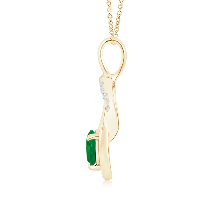 5mm AA Emerald Infinity Knot Pendant with Diamonds in Yellow Gold product image