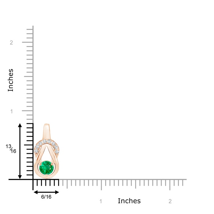 5mm AAA Emerald Infinity Knot Pendant with Diamonds in Rose Gold product image