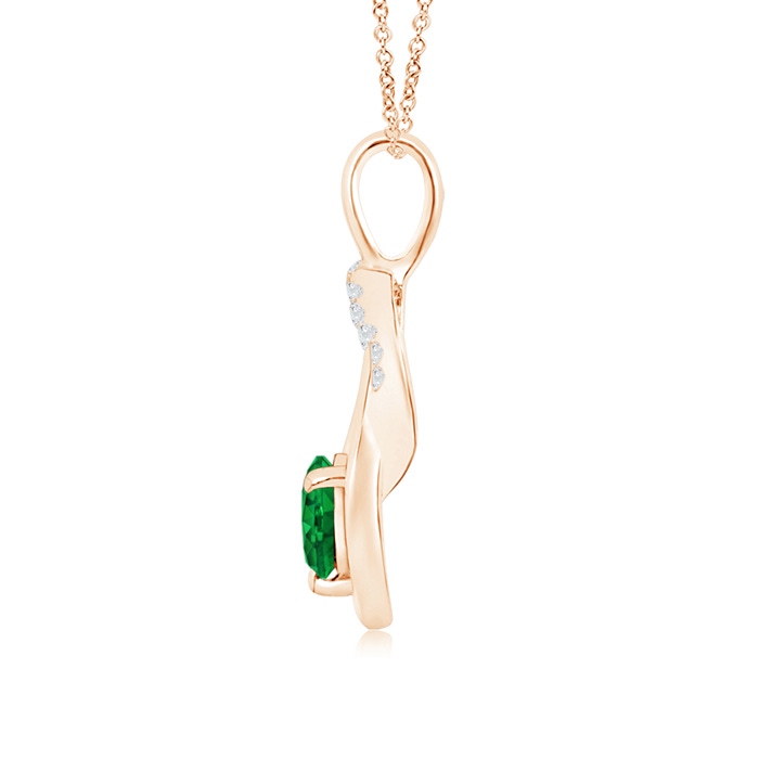 5mm AAAA Emerald Infinity Knot Pendant with Diamonds in Rose Gold product image