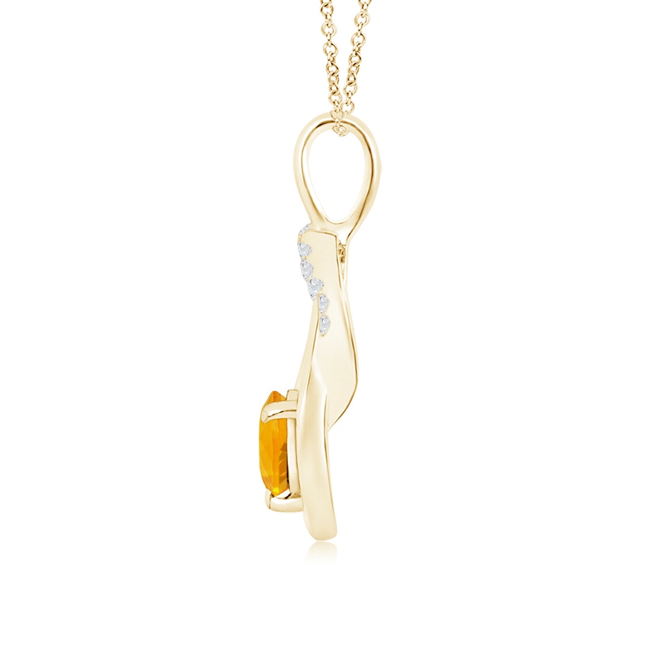 5mm A Fire Opal Infinity Knot Pendant with Diamonds in Yellow Gold side 199