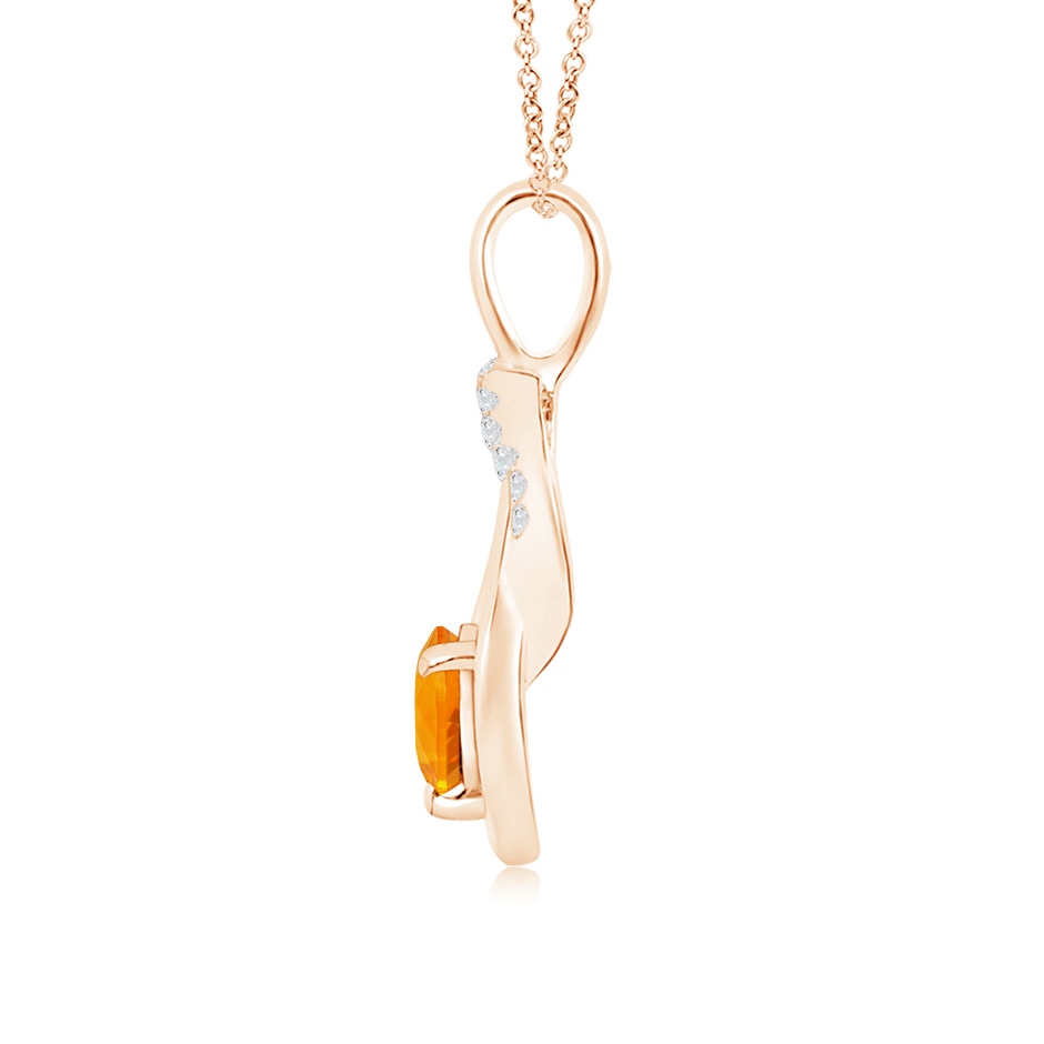 5mm AA Fire Opal Infinity Knot Pendant with Diamonds in Rose Gold side 199