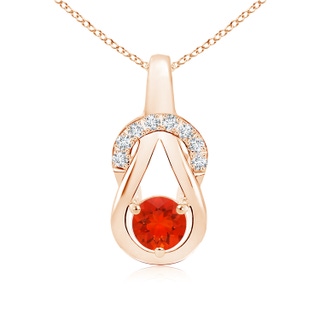 5mm AAAA Fire Opal Infinity Knot Pendant with Diamonds in Rose Gold