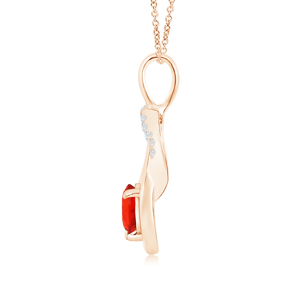 5mm AAAA Fire Opal Infinity Knot Pendant with Diamonds in Rose Gold - side 199