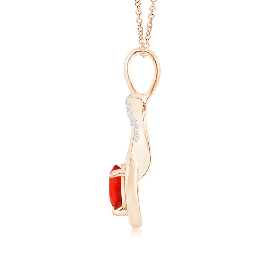 5mm AAAA Fire Opal Infinity Knot Pendant with Diamonds in Rose Gold side 199