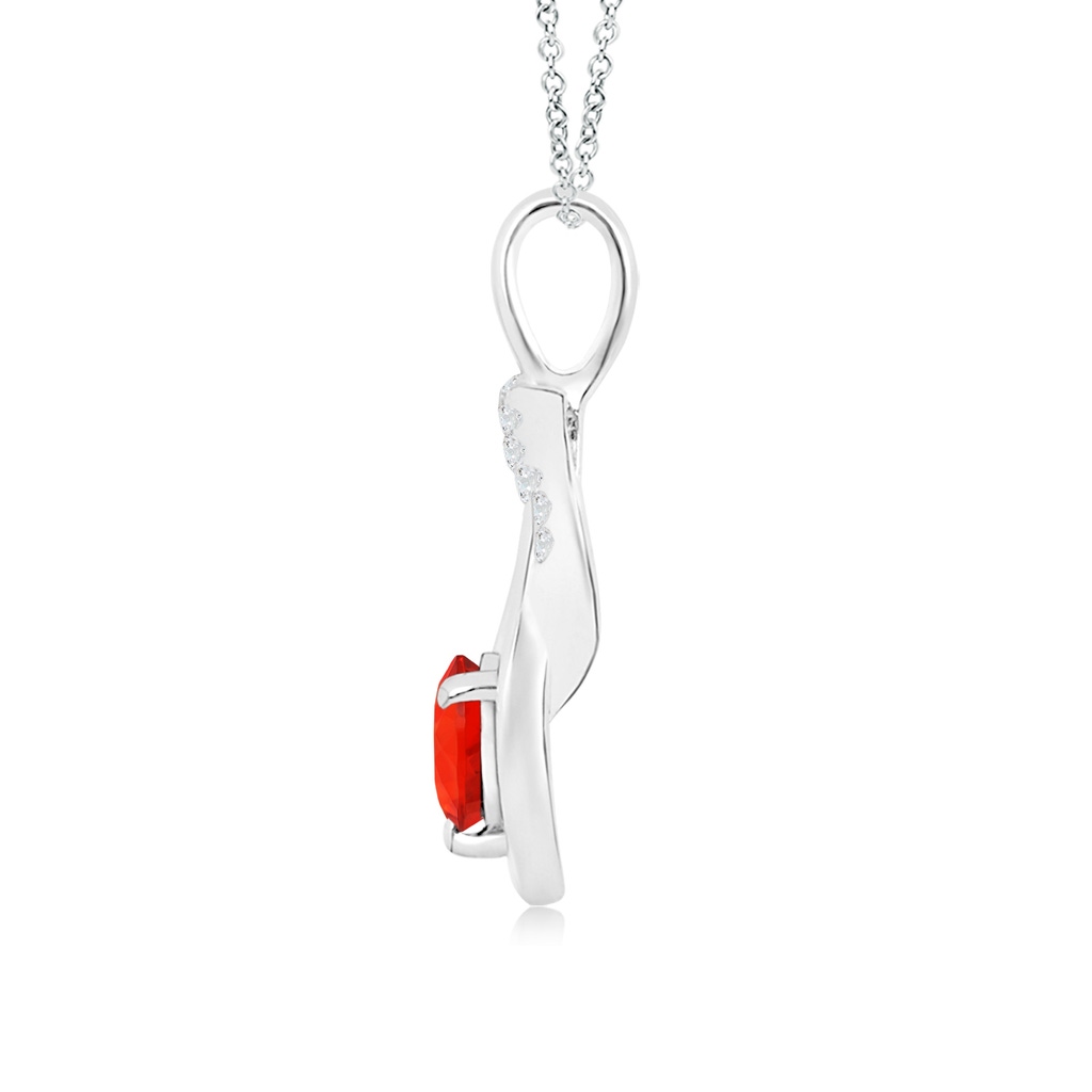 5mm AAAA Fire Opal Infinity Knot Pendant with Diamonds in White Gold - side 199