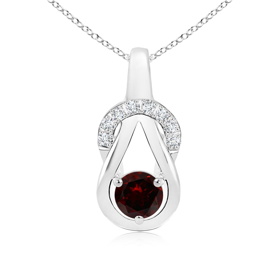 5mm A Garnet Infinity Knot Pendant with Diamonds in P950 Platinum 