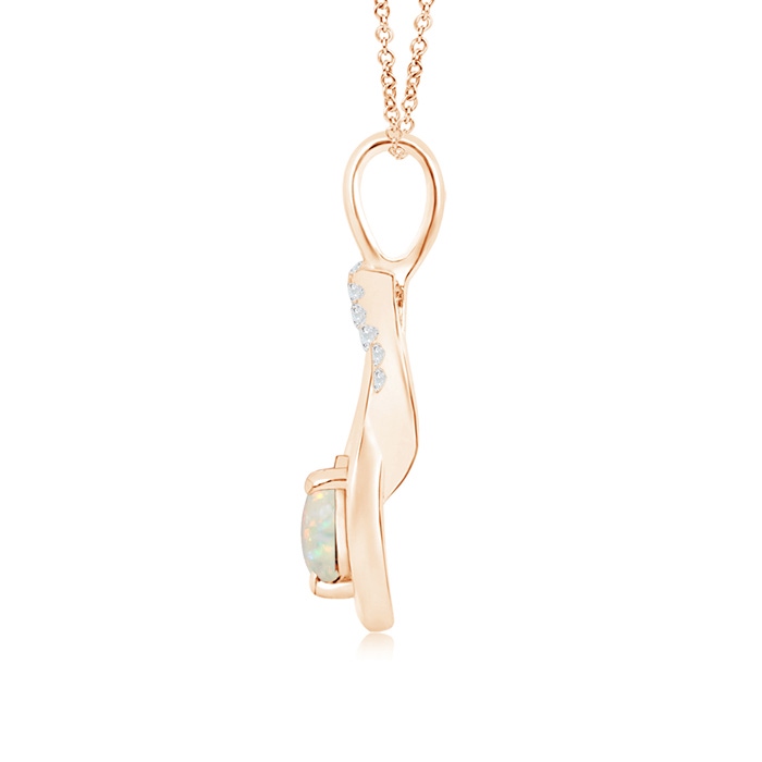 5mm AAA Opal Infinity Knot Pendant with Diamonds in Rose Gold product image
