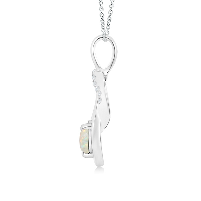 5mm AAA Opal Infinity Knot Pendant with Diamonds in White Gold product image