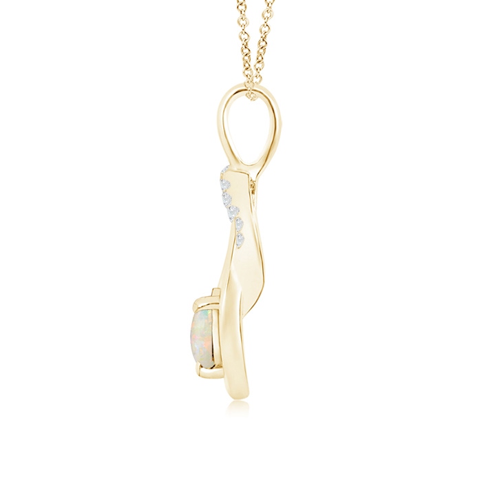 5mm AAAA Opal Infinity Knot Pendant with Diamonds in Yellow Gold product image