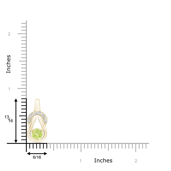 5mm A Peridot Infinity Knot Pendant with Diamonds in Yellow Gold product image