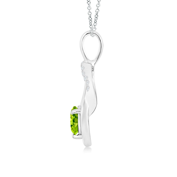 5mm AAA Peridot Infinity Knot Pendant with Diamonds in 9K White Gold product image