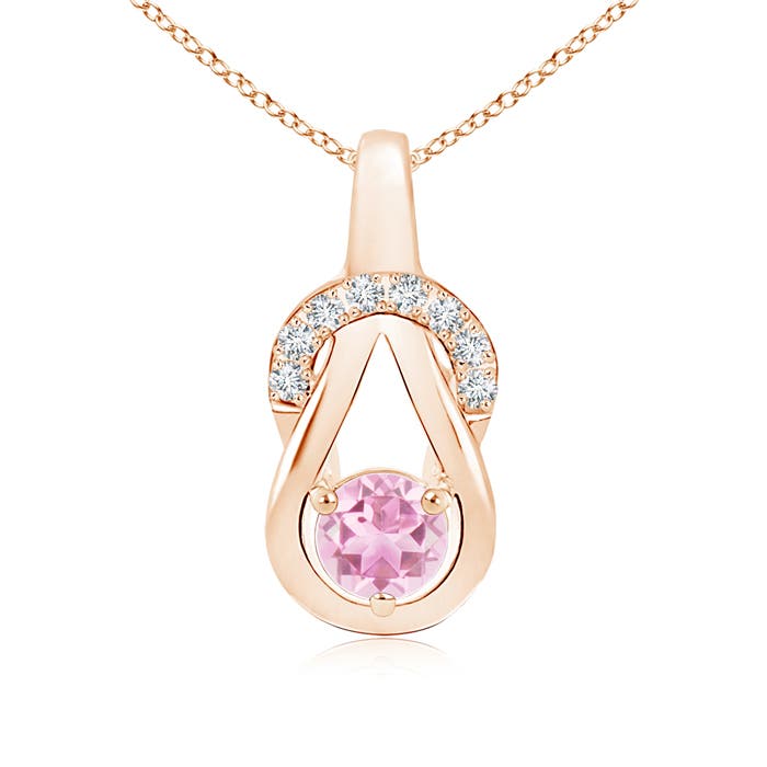 ANGARA 0.55Ctw Pink Tourmaline Pendant Necklace with Diamonds in 14K Solid Gold