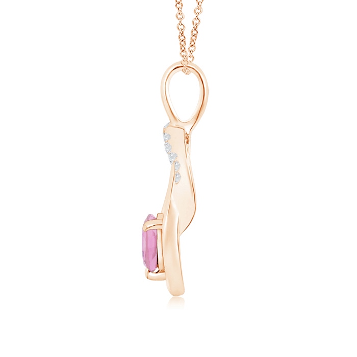 5mm A Pink Tourmaline Infinity Knot Pendant with Diamonds in Rose Gold product image
