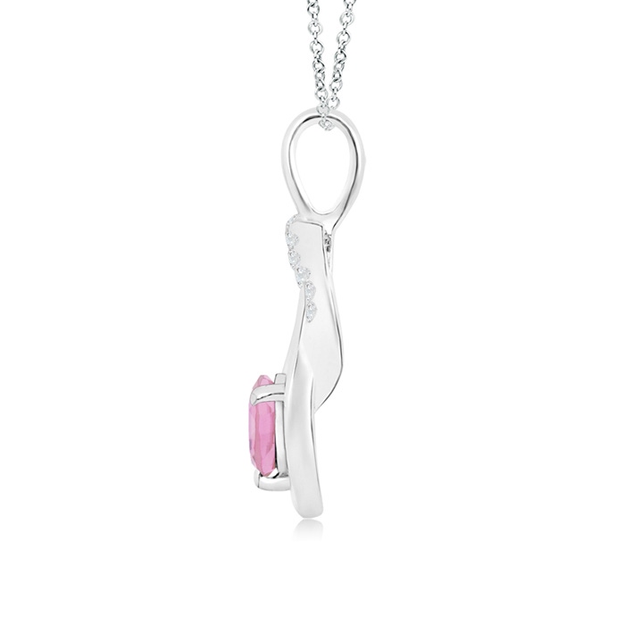 5mm A Pink Tourmaline Infinity Knot Pendant with Diamonds in White Gold product image