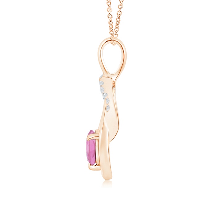 5mm AA Pink Tourmaline Infinity Knot Pendant with Diamonds in Rose Gold product image