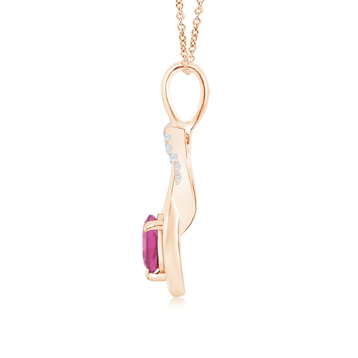 5mm AAA Pink Tourmaline Infinity Knot Pendant with Diamonds in Rose Gold product image