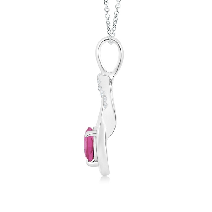 5mm AAA Pink Tourmaline Infinity Knot Pendant with Diamonds in White Gold product image