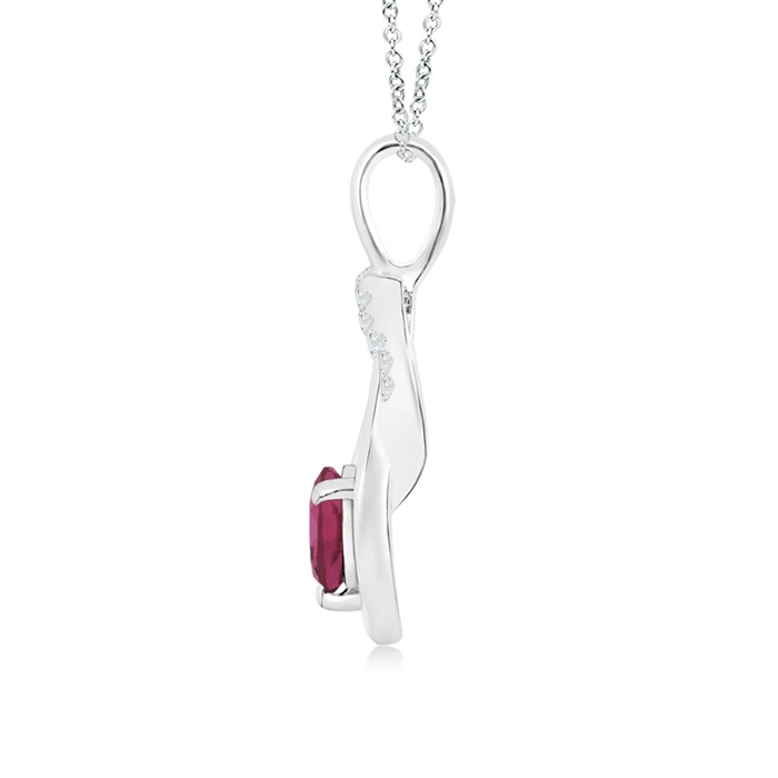 5mm AAAA Pink Tourmaline Infinity Knot Pendant with Diamonds in White Gold product image