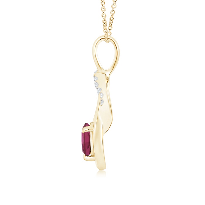 5mm AAAA Pink Tourmaline Infinity Knot Pendant with Diamonds in Yellow Gold product image
