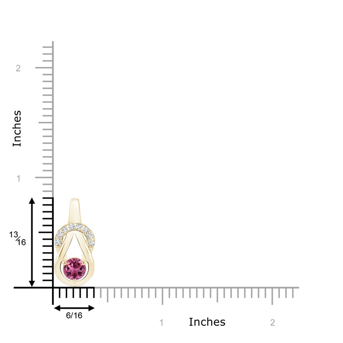 5mm AAAA Pink Tourmaline Infinity Knot Pendant with Diamonds in Yellow Gold product image