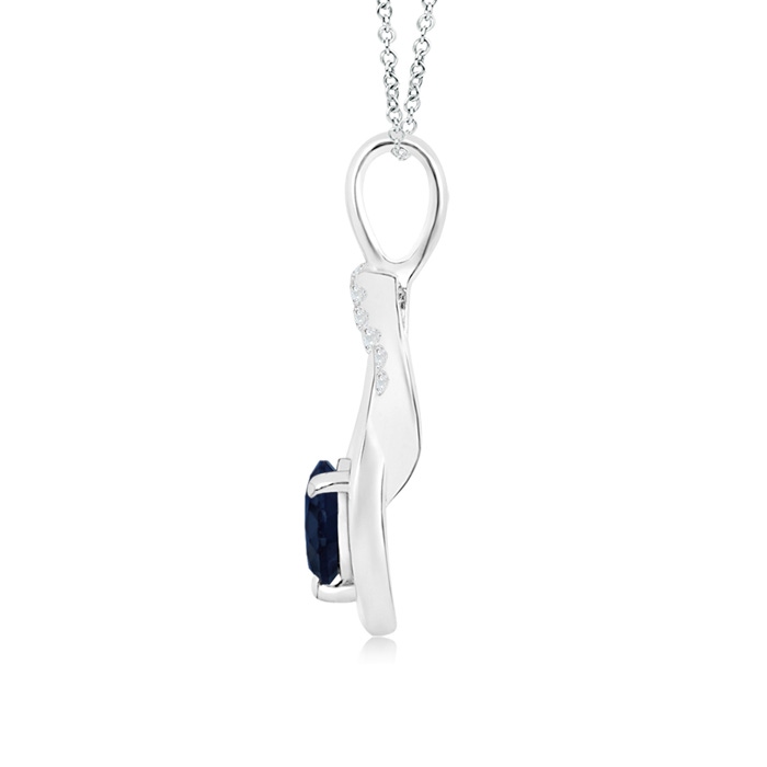 5mm A Sapphire Infinity Knot Pendant with Diamonds in White Gold product image