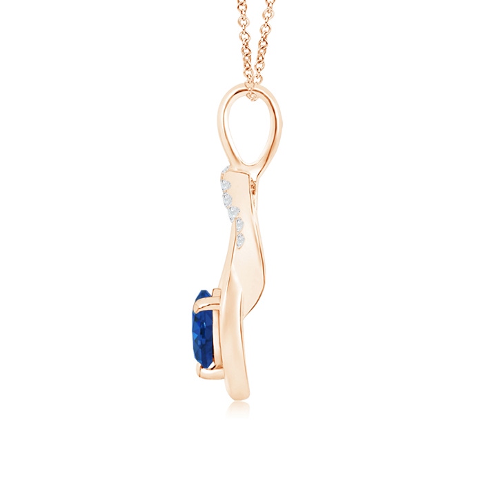 5mm AAA Sapphire Infinity Knot Pendant with Diamonds in Rose Gold product image