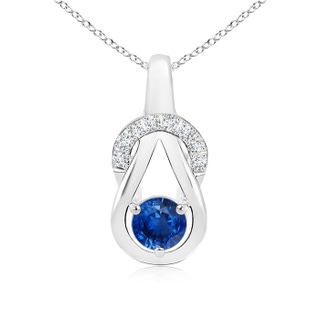 5mm AAA Sapphire Infinity Knot Pendant with Diamonds in White Gold