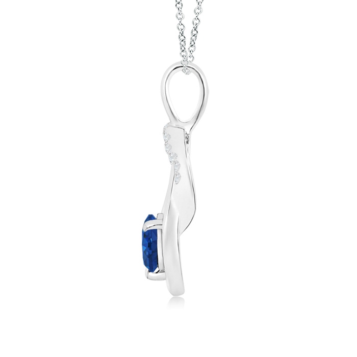 5mm AAA Sapphire Infinity Knot Pendant with Diamonds in White Gold Product Image
