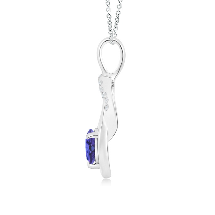 5mm AAA Tanzanite Infinity Knot Pendant with Diamonds in White Gold Product Image