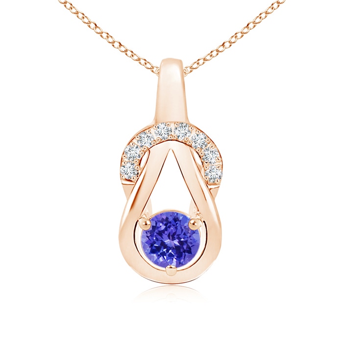 5mm AAAA Tanzanite Infinity Knot Pendant with Diamonds in Rose Gold