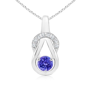 5mm AAAA Tanzanite Infinity Knot Pendant with Diamonds in White Gold