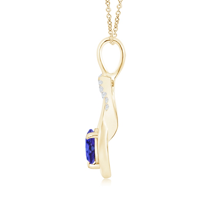 5mm AAAA Tanzanite Infinity Knot Pendant with Diamonds in Yellow Gold product image