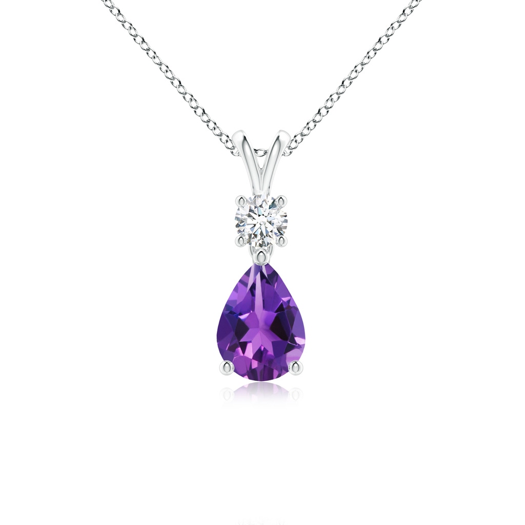 7x5mm AAAA Pear-Shaped Amethyst V-Bale Pendant in P950 Platinum