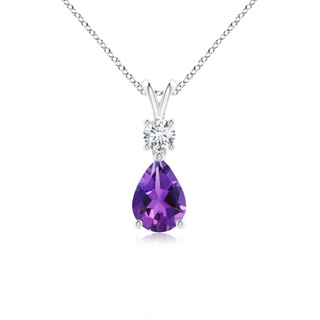 7x5mm AAAA Pear-Shaped Amethyst V-Bale Pendant in P950 Platinum