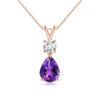 8x6mm AAAA Pear-Shaped Amethyst V-Bale Pendant in Rose Gold