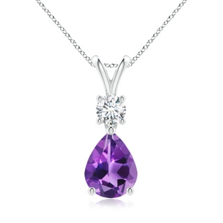 9x7mm AAA Pear-Shaped Amethyst V-Bale Pendant in P950 Platinum