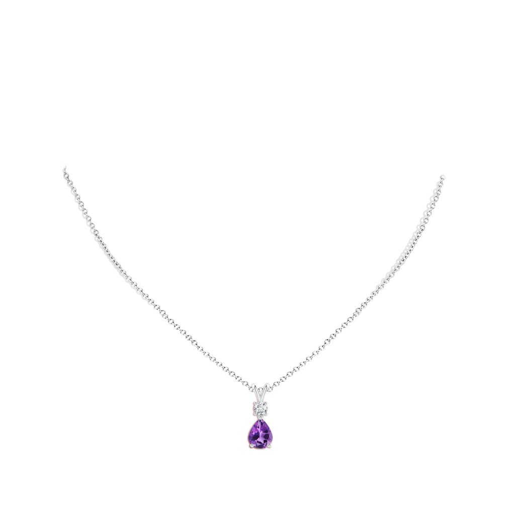 9x7mm AAA Pear-Shaped Amethyst V-Bale Pendant in P950 Platinum pen