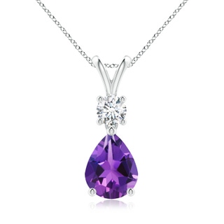 9x7mm AAAA Pear-Shaped Amethyst V-Bale Pendant in P950 Platinum
