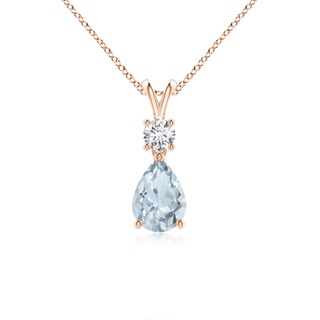 7x5mm A Pear-Shaped Aquamarine V-Bale Pendant in 9K Rose Gold