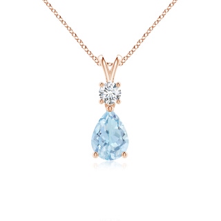 7x5mm AA Pear-Shaped Aquamarine V-Bale Pendant in 9K Rose Gold