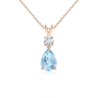 7x5mm AAA Pear-Shaped Aquamarine V-Bale Pendant in Rose Gold