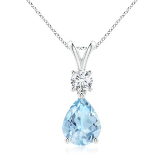 9x7mm AAA Pear-Shaped Aquamarine V-Bale Pendant in P950 Platinum