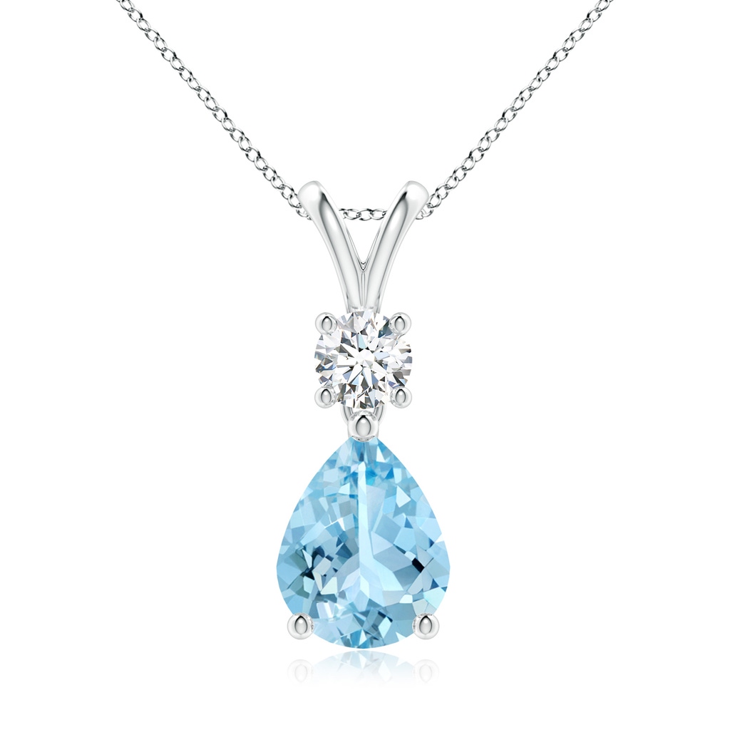 9x7mm AAAA Pear-Shaped Aquamarine V-Bale Pendant in P950 Platinum