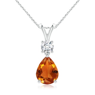 9x7mm AAAA Pear-Shaped Citrine V-Bale Pendant in P950 Platinum