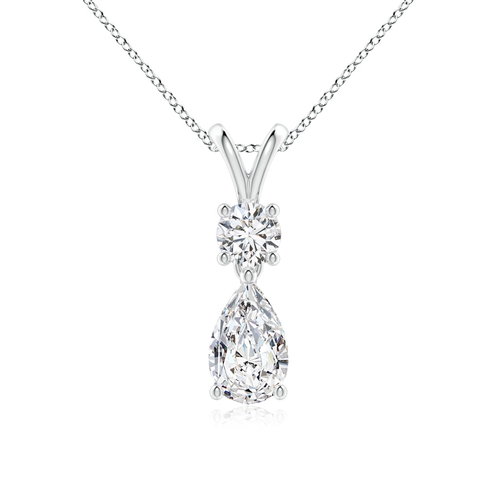 8x5mm HSI2 Pear-Shaped Diamond V-Bale Pendant in White Gold