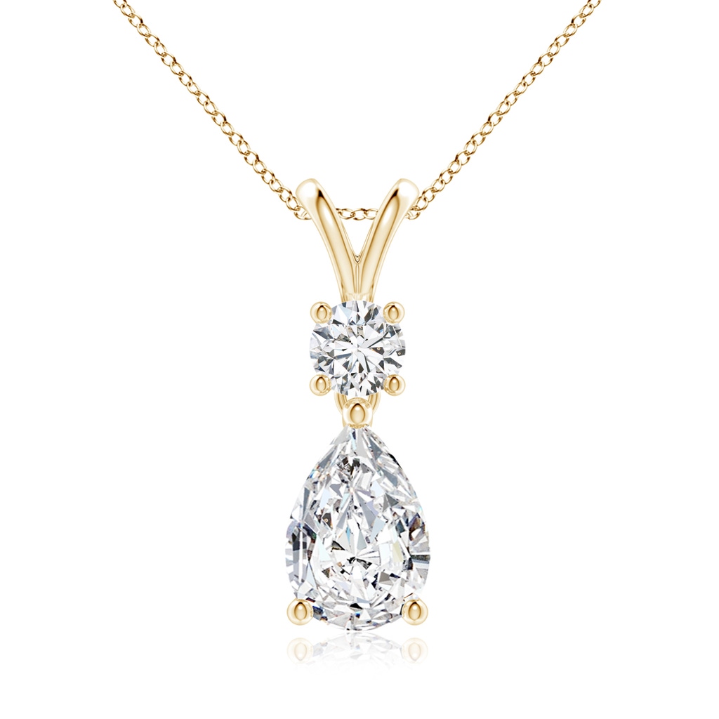 9x6mm HSI2 Pear-Shaped Diamond V-Bale Pendant in Yellow Gold